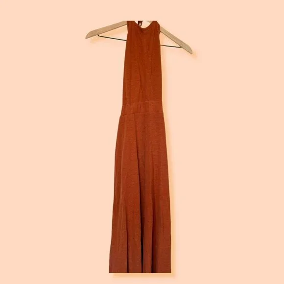 Free People Women's Burnt Orange Halter Tie Back Dress - Picture 4 of 6